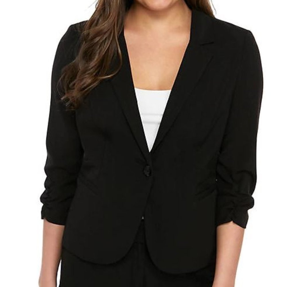 A. Byer 1 Button Front Blazer 3/4 Sleeve, Black, S